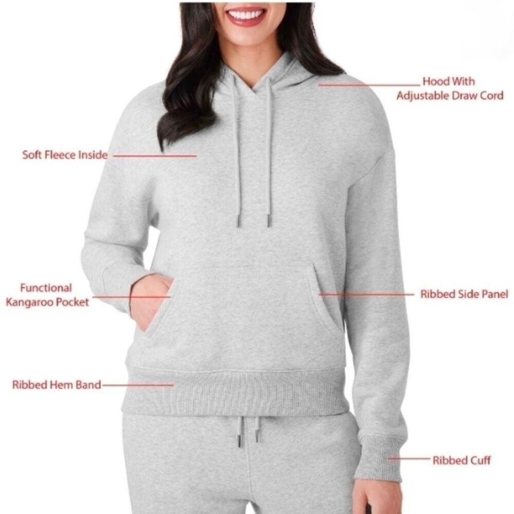 Member's Mark Women's Long Sleeve Relaxed Fit Fleece Hoodie - Light Grey Heather - Picture 6 of 7